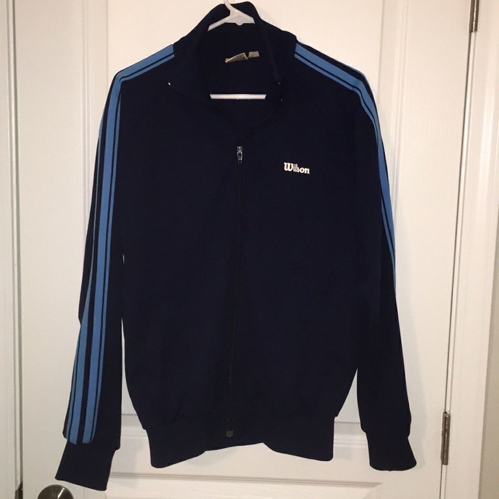 Vintage retro Blue Wilson warm up tennis jacket-L Alex De Minaur